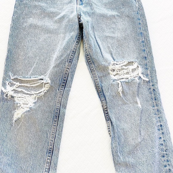 Zara Vintage Wash Ripped Knee Straight Leg Denim Jeans SZ4 - Picture 6 of 9